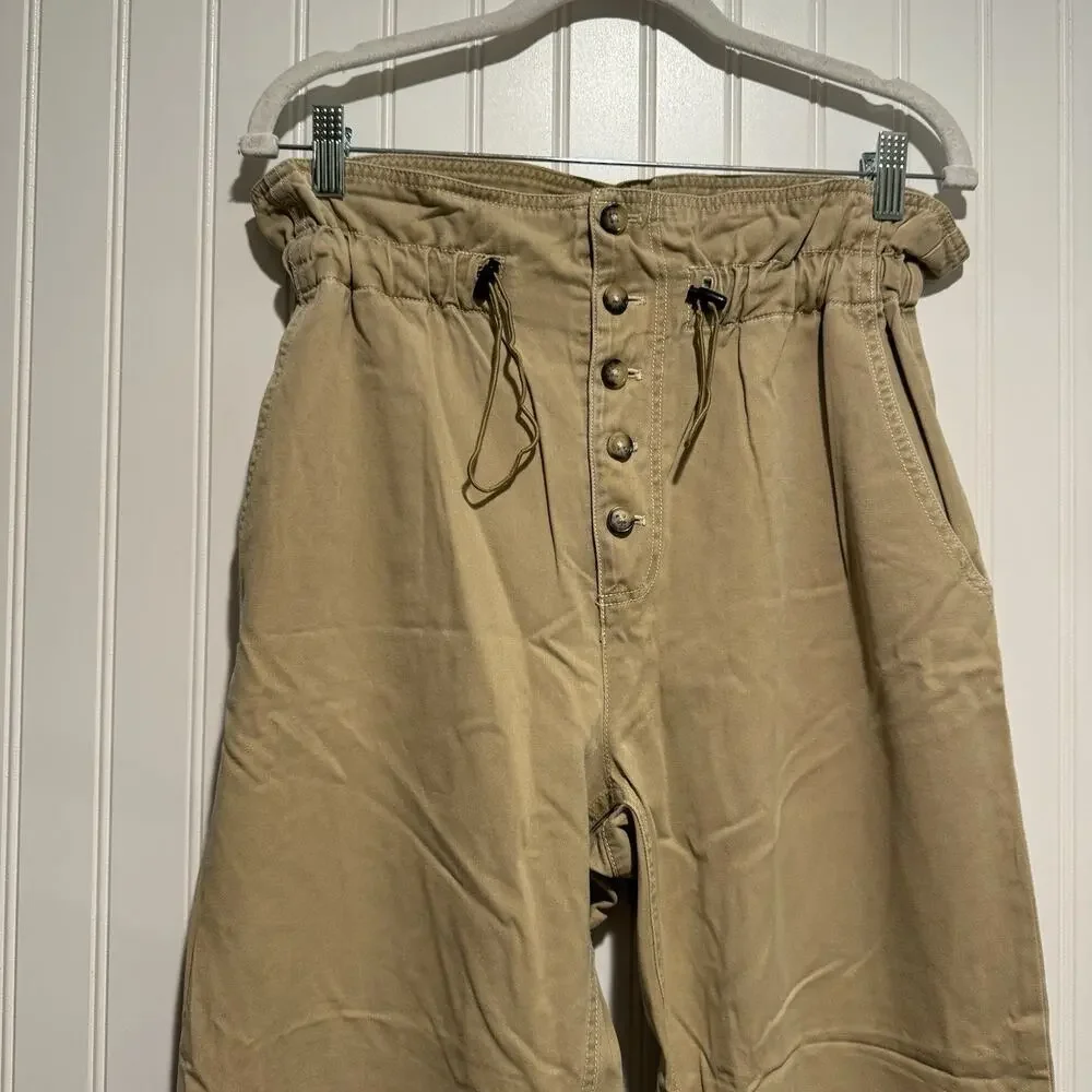 Urban Outfitters Terra High Waisted Paperbag Pants Khaki Size Small - Picture 3 of 7
